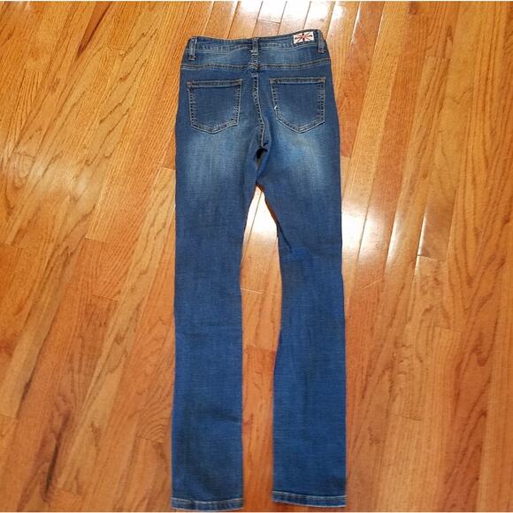 Machine Rose High Rise Distress Embroidered Skinny Stretch Jeans Size 26 - Picture 4 of 7